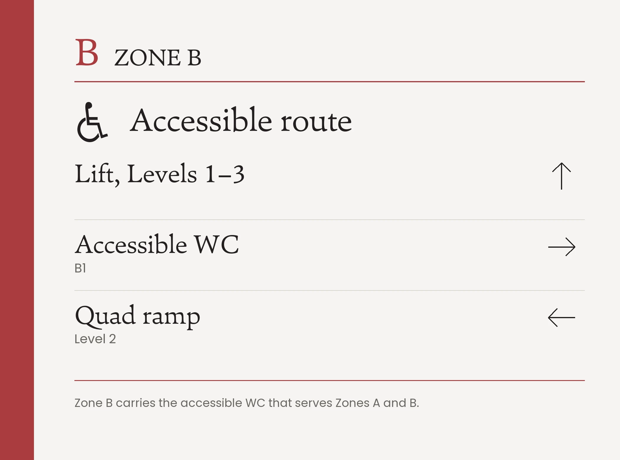 R04 Accessible route sign for Zone B, 700 by 520 millimetres
