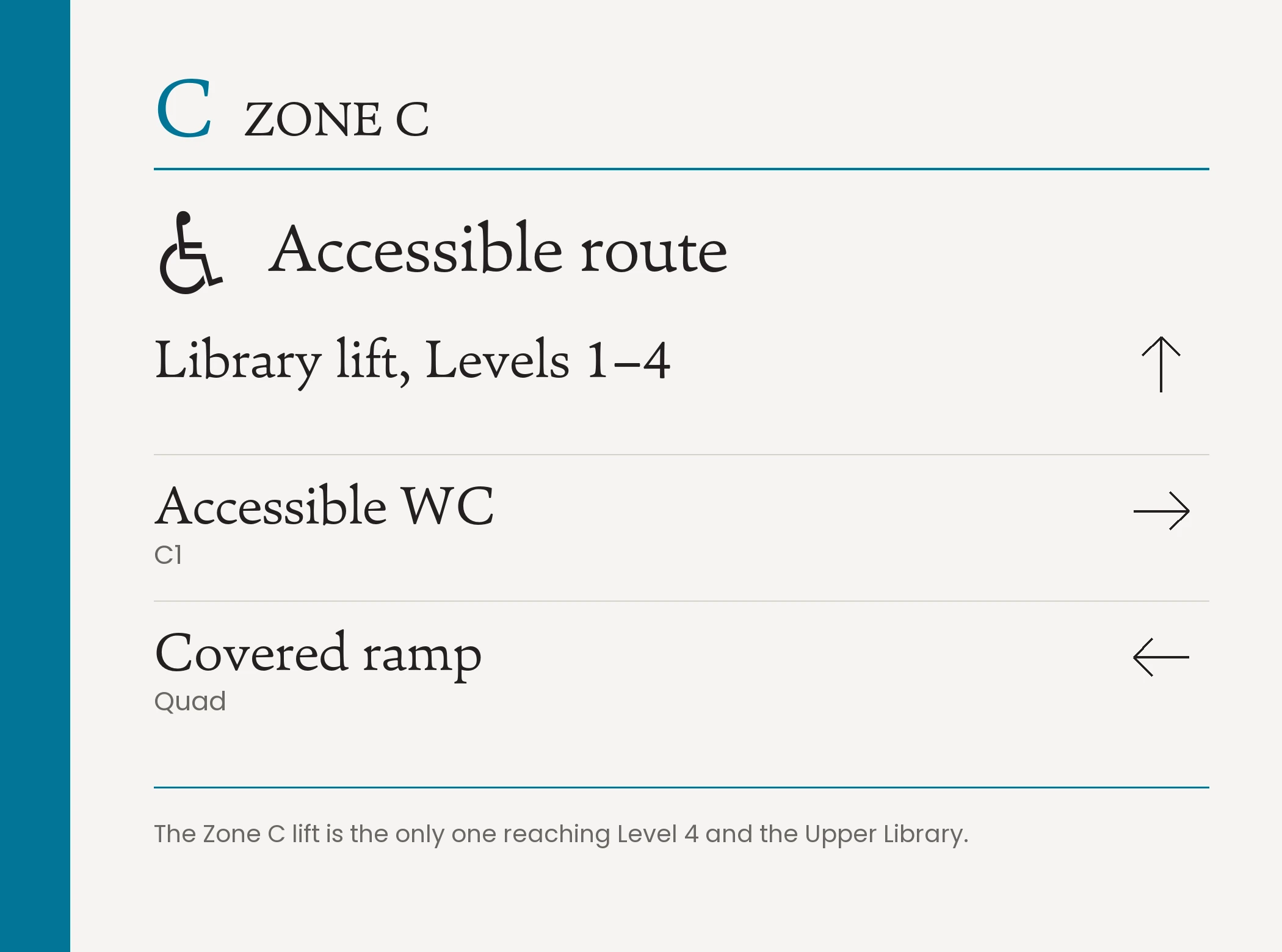 R04 Accessible route sign for Zone C, 700 by 520 millimetres